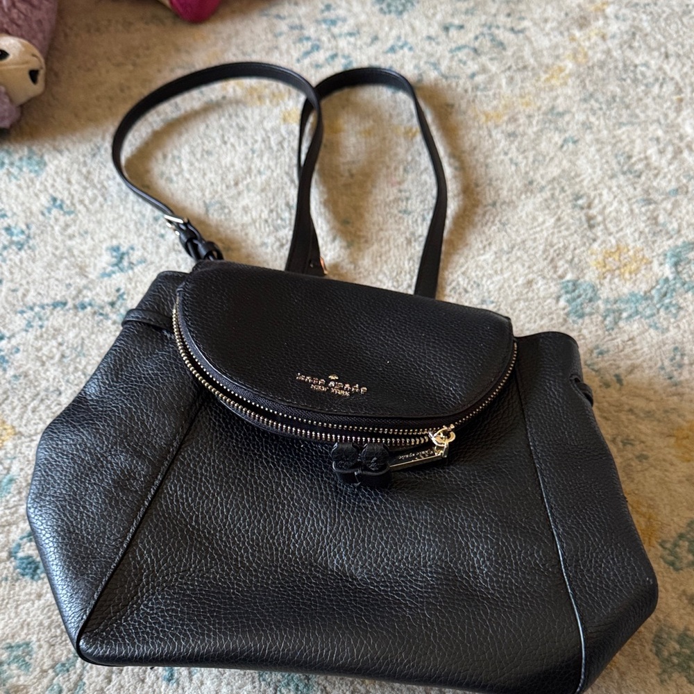 kate spade Black Pebbled Leather Backpack Crossbody